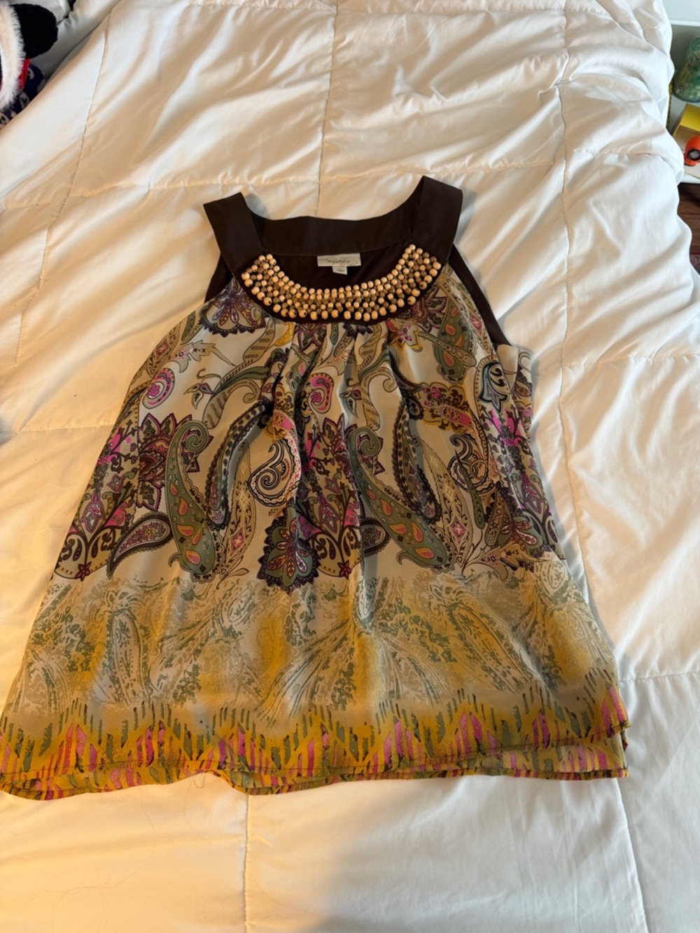 Y2k vintage dressbarn beaded paisley boho flowy sleeveless tank top